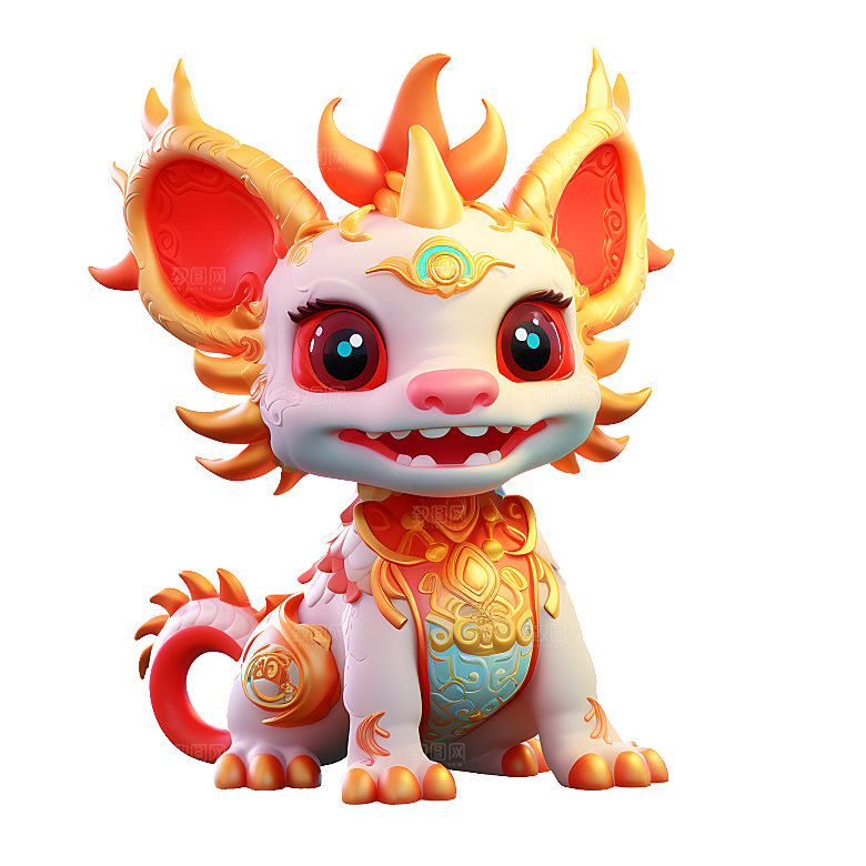 卡通瑞兽神兽吉祥物春节年兽狮子妖兽元素