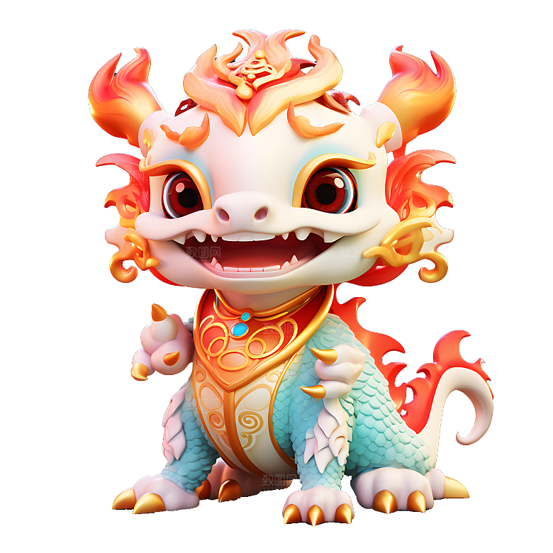 卡通瑞兽神兽吉祥物春节年兽狮子妖兽元素
