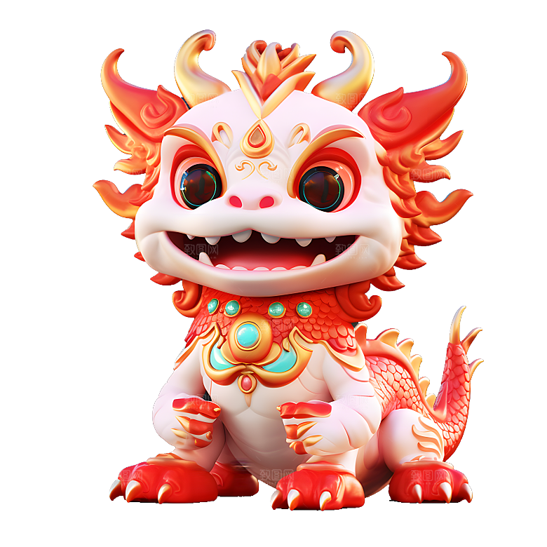 卡通瑞兽神兽吉祥物春节年兽狮子妖兽元素