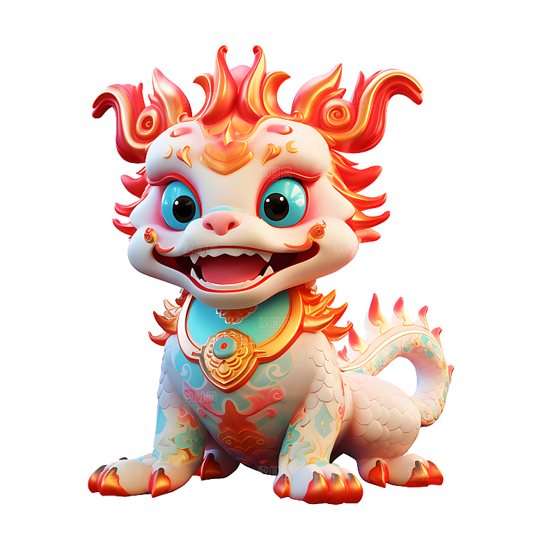卡通瑞兽神兽吉祥物春节年兽狮子妖兽元素