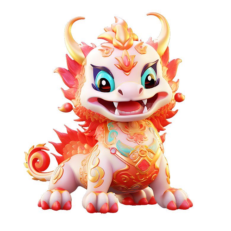 卡通瑞兽神兽吉祥物春节年兽狮子妖兽元素