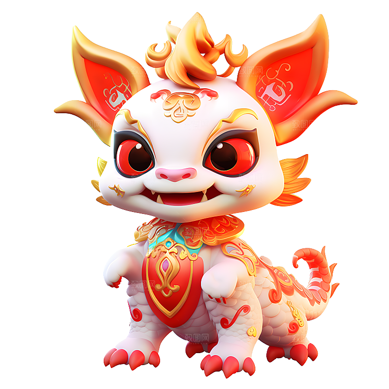 卡通瑞兽神兽吉祥物春节年兽狮子妖兽元素