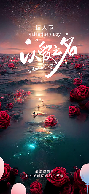 甜蜜美丽情人节爱情海报