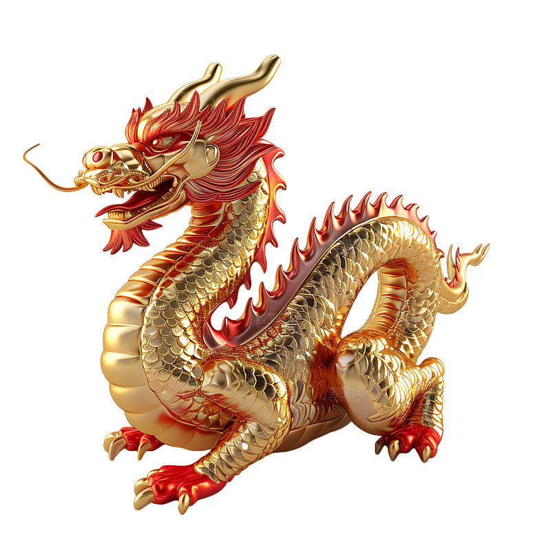 中国龙春节龙年龙抬头摆件模型PNG元素