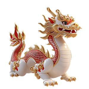 中国龙春节龙年龙抬头摆件模型PNG元素
