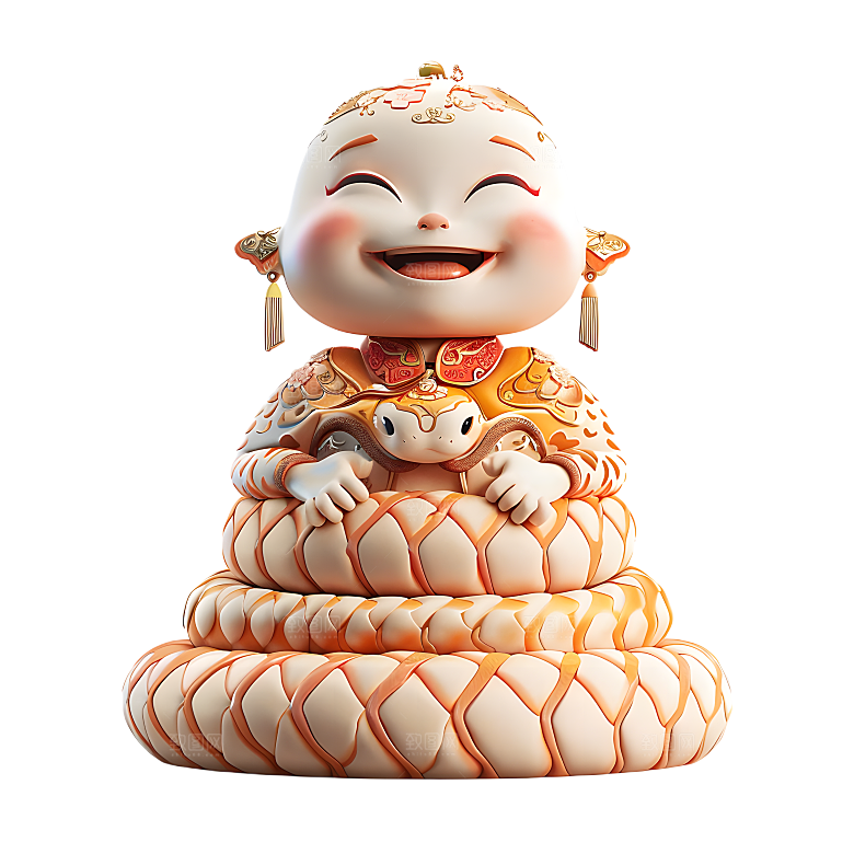 小青蛇卡通动物吉祥物中国风春节手办元素
