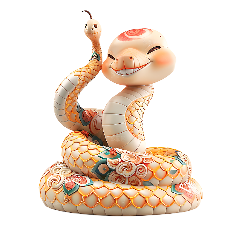 小青蛇卡通动物吉祥物中国风春节手办元素