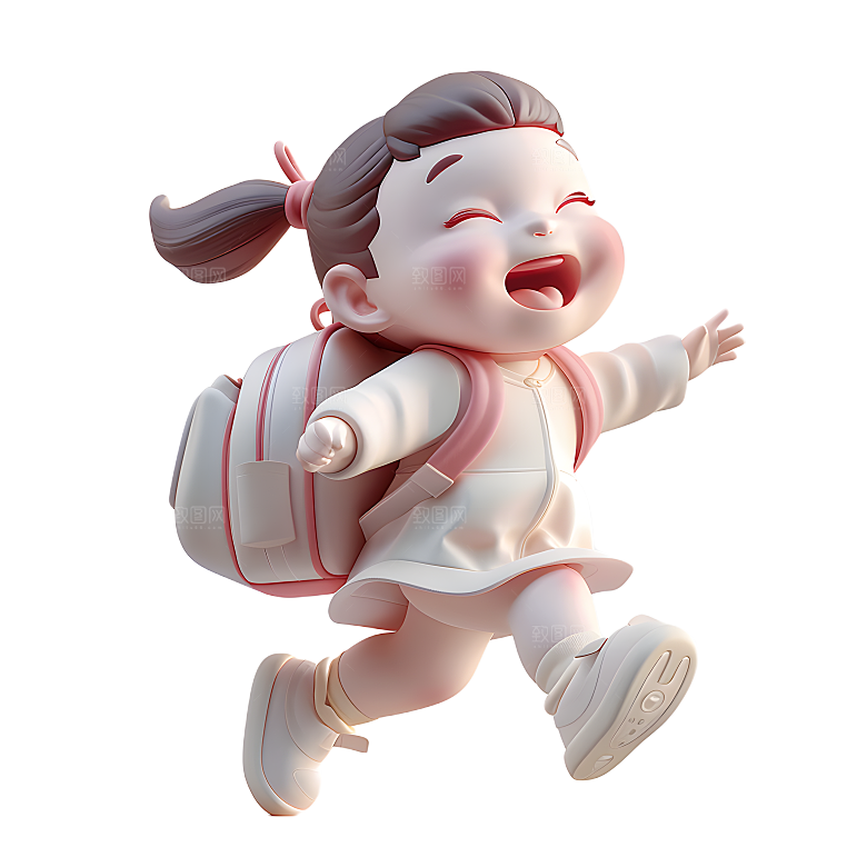 奔跑少年少女儿童节夸张人物png元素