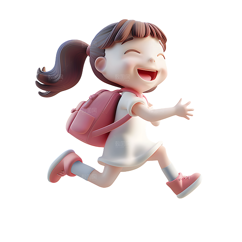 奔跑少年少女儿童节夸张人物png元素