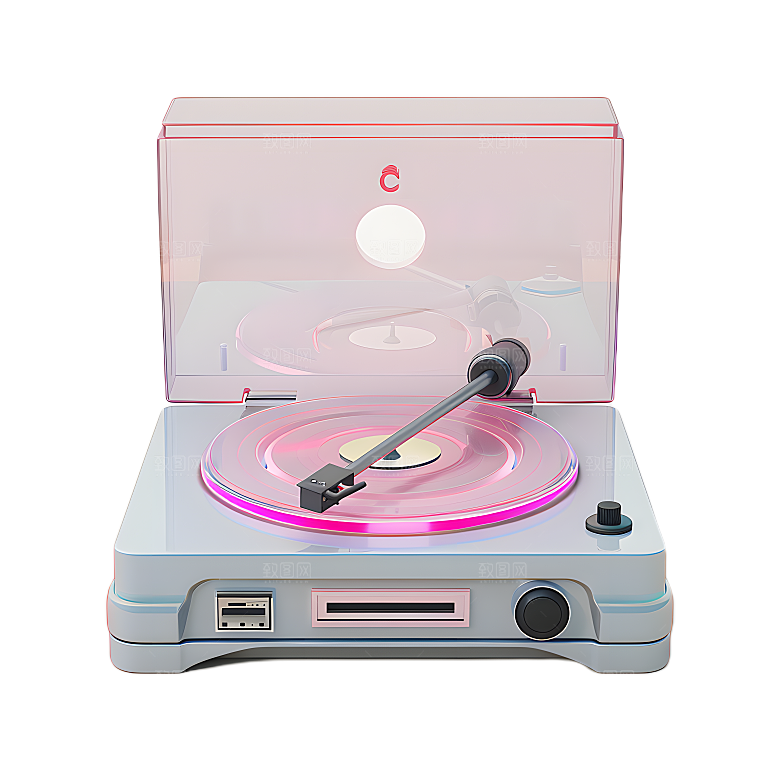 唱片机粉色cd播放器光盘音乐png元素