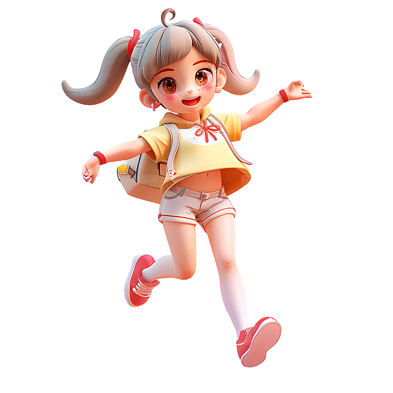 春天青春活泼人物少年少女奔跑孩子学生元素