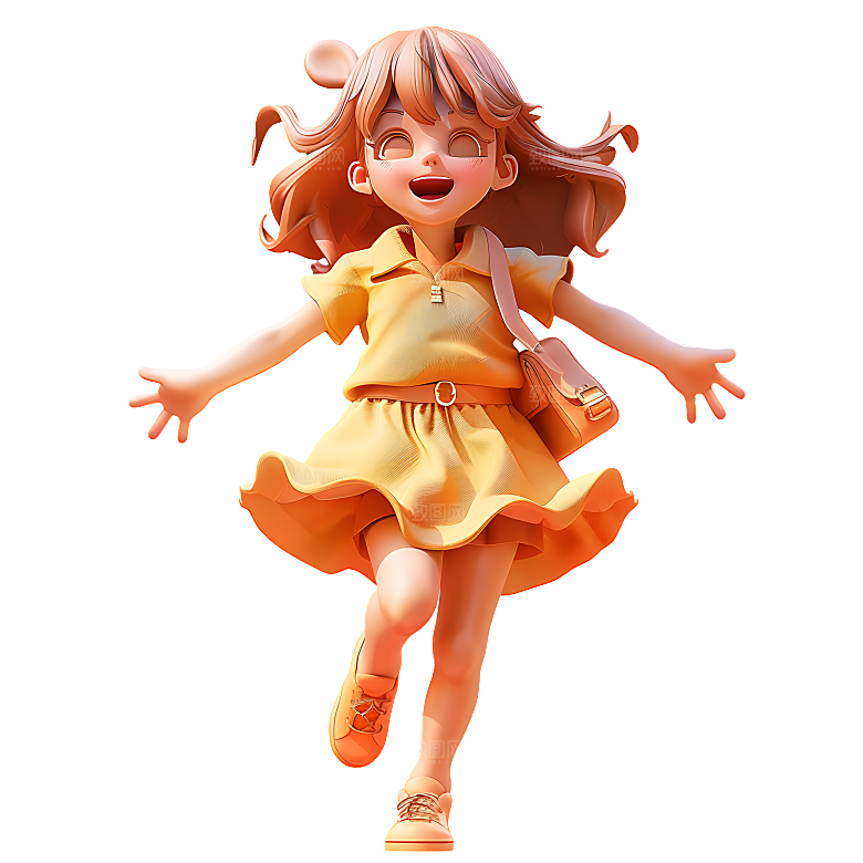 春天青春活泼人物少年少女奔跑孩子学生元素
