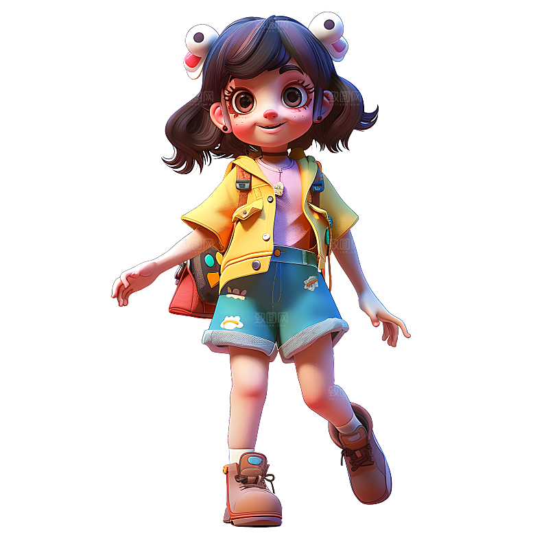 春天青春活泼人物少年少女奔跑孩子学生元素