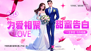 甜蜜美丽情人节爱情活动展板