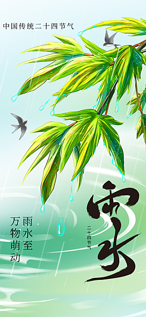 雨水节气传统海报