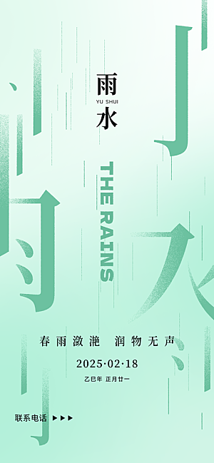 中国传统节气雨水简约海报