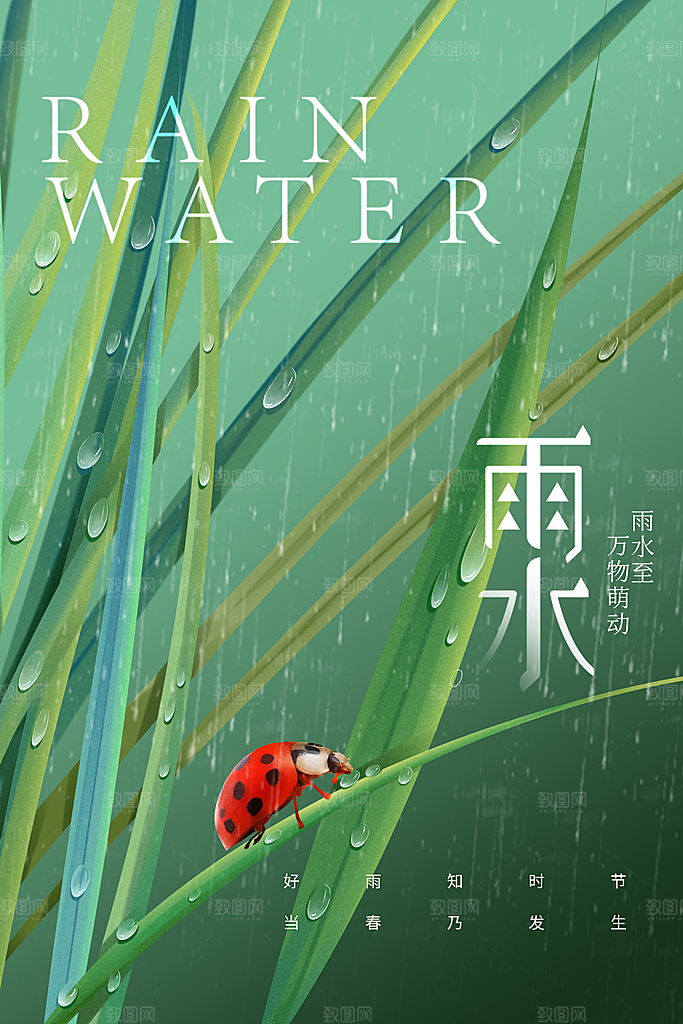 雨水节气传统活动海报