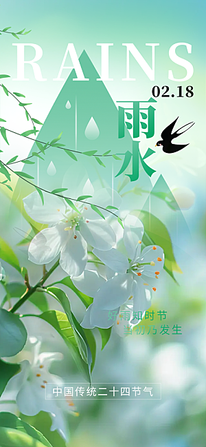 二十四节气雨水海报