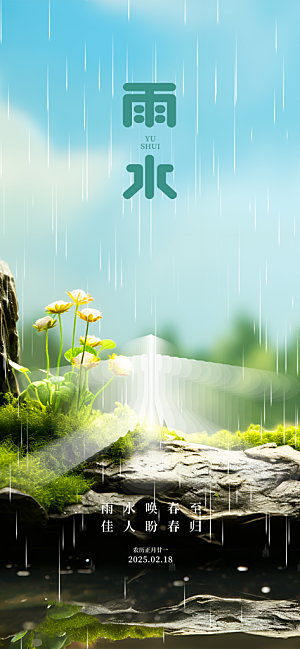 传统二十四节气雨水海报