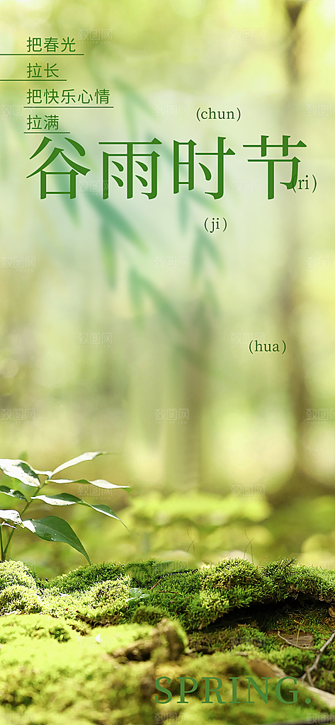二十四节气谷雨宣传海报