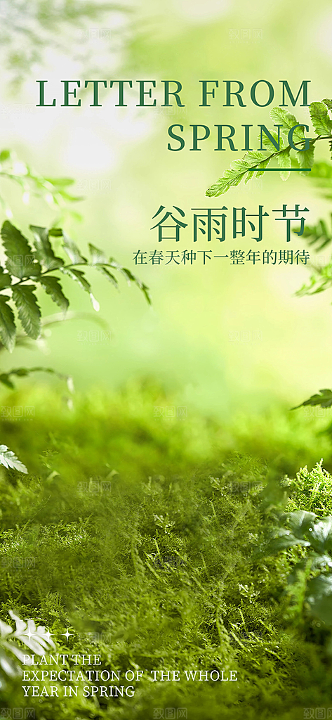 二十四节气谷雨宣传海报