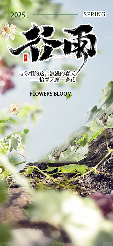 二十四节气谷雨宣传活动海报