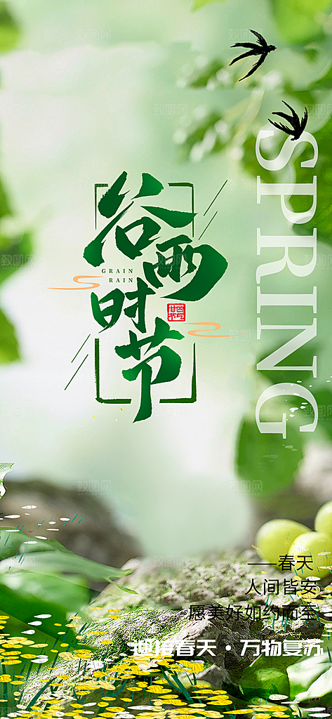 传统二十四节气谷雨宣传活动海报
