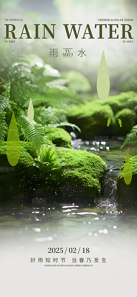 二十四节气雨水海报