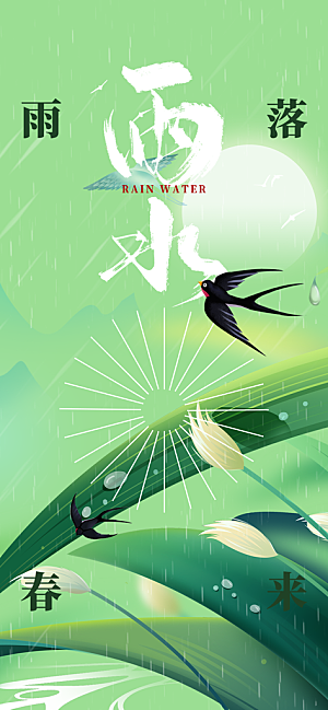 传统二十四节气雨水海报