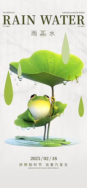 大气传统二十四节气雨水海报