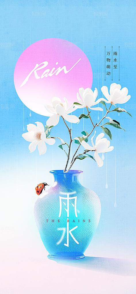 雨水节气传统海报