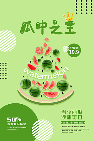 简约大气新鲜西瓜活动促销宣传海报