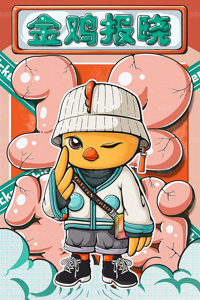 十二生肖套图动物插画插图PSD宣传海报