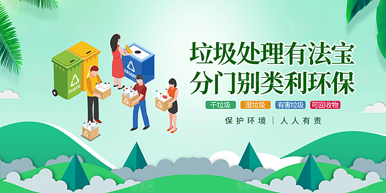 垃圾分类宣传海报展板设计素材