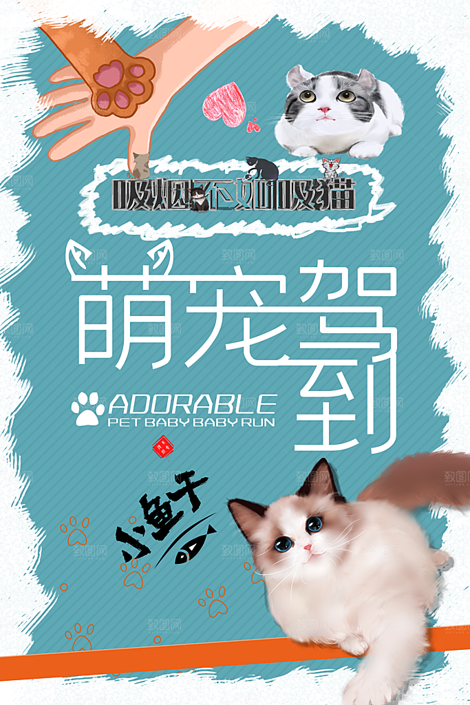 宠物医院宠物美容用品店文明养宠萌宠海报