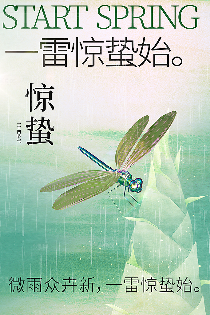 惊蛰节气传统海报