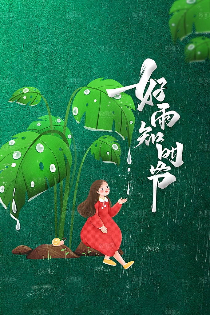 雨水节气传统海报