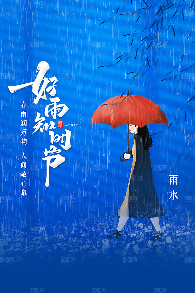 雨水节气传统海报