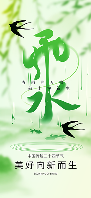 雨水二十四节气海报