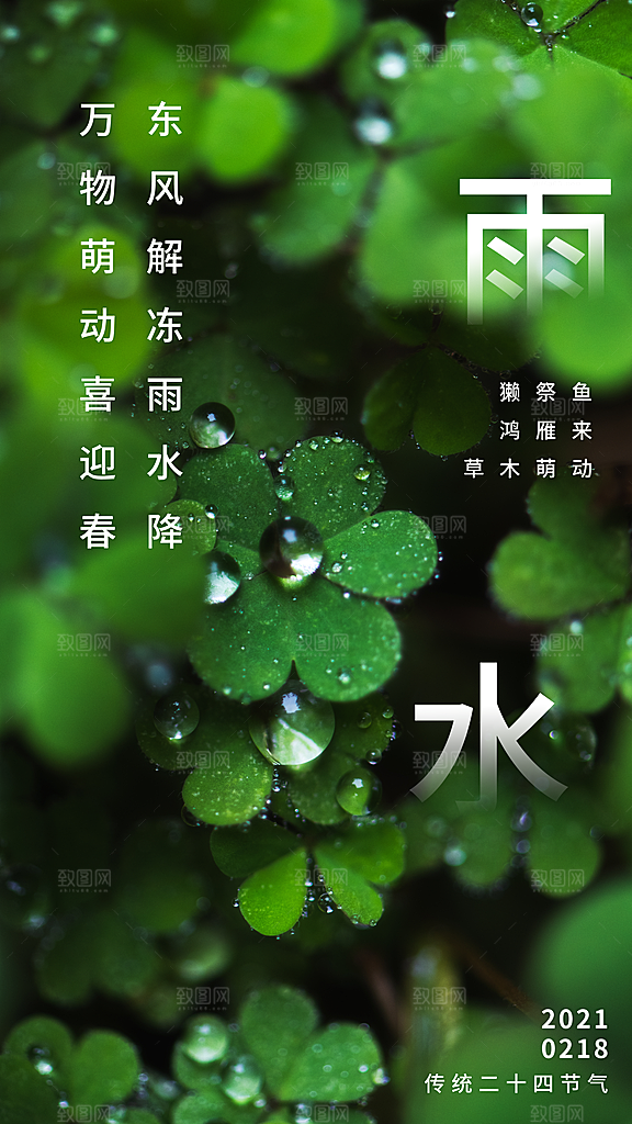 二十四节气雨水海报