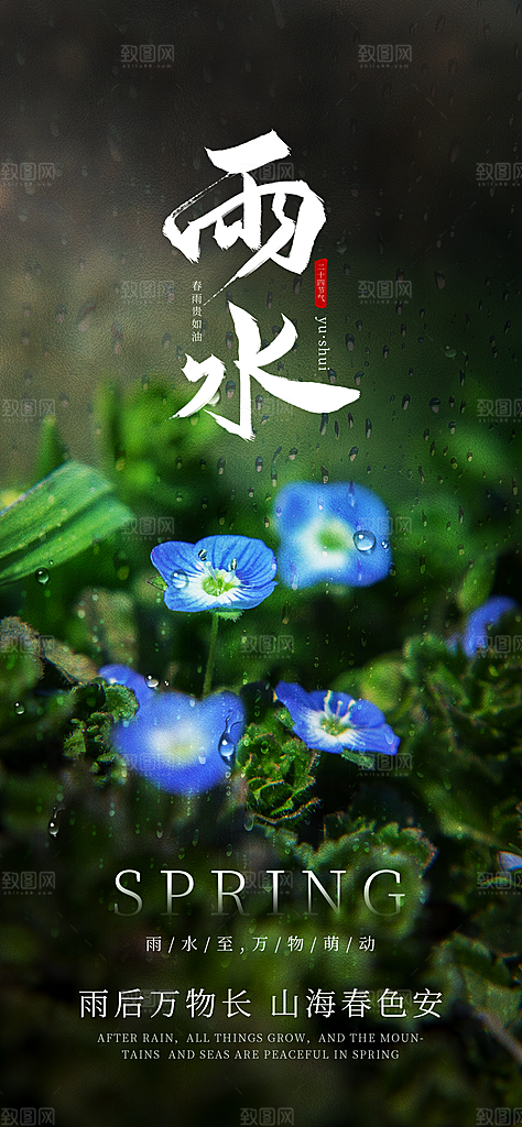 二十四节气雨水海报