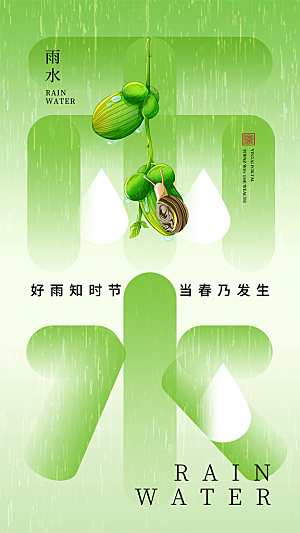 二十四节气雨水海报