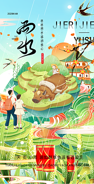 二十四节气雨水海报