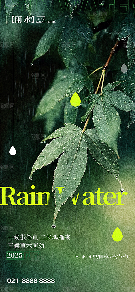 二十四节气雨水海报