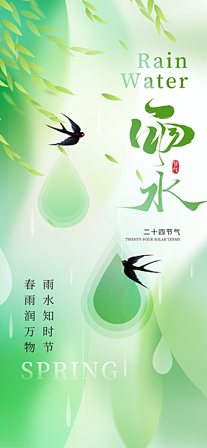 二十四节气雨水海报