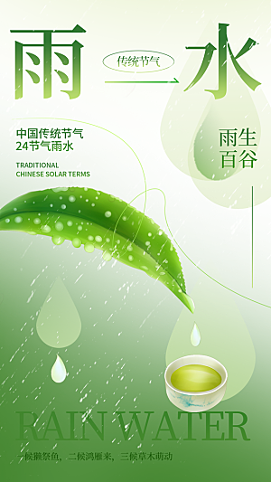 二十四节气雨水海报