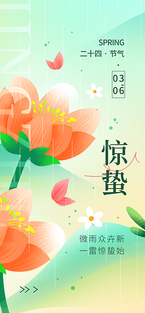 惊蛰二十四节气海报