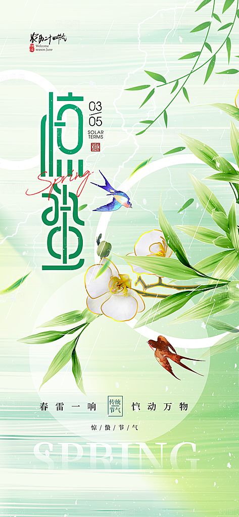 惊蛰二十四节气海报