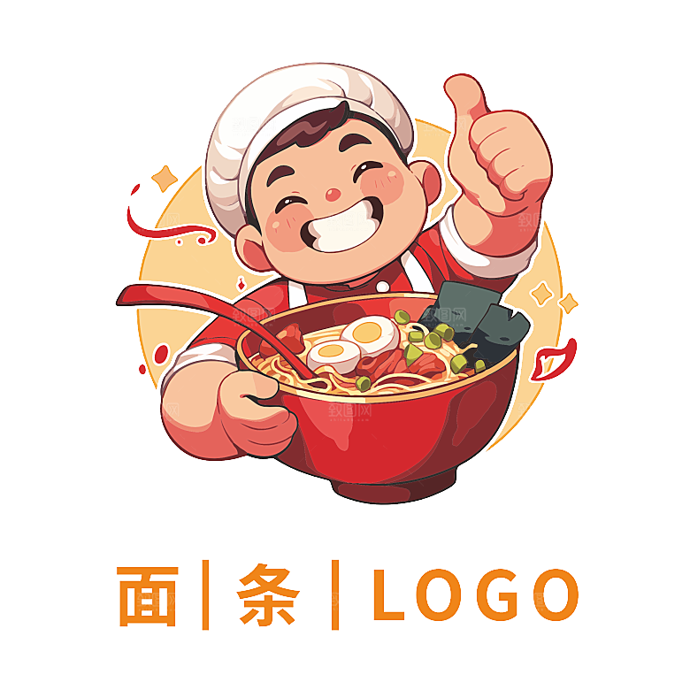 卡通人物餐饮美食小吃拉面面条LOGO