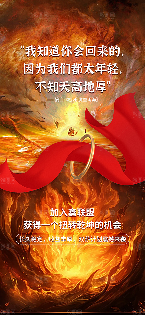 中国神话人物你哪吒借势海报